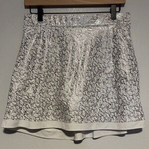 Peter Millar Medium Silver Metallic Martini Glass Printed Golf Skort White
